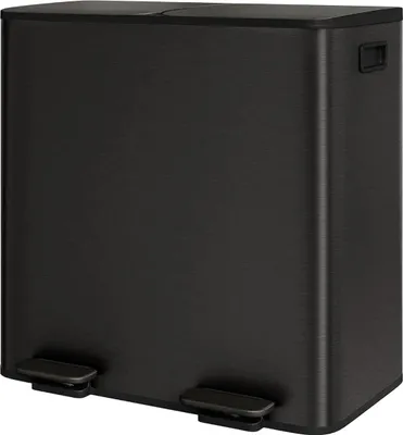 Produktbild von Mülleimer - Doppel-Tretmülleimer - 2x40 L - Edelstahl - Herausnehmbare Inneneimer - Zur Mülltrennung - Für Küche, Büro, Bad - Schwarz
