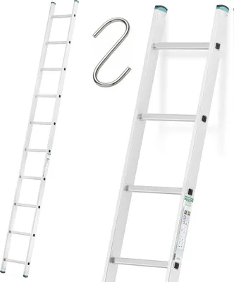 Zdjęcie produktu dla Drabina aluminiowa przystawna ALOSS mocna TUV 1x10 - 2,84m + hak