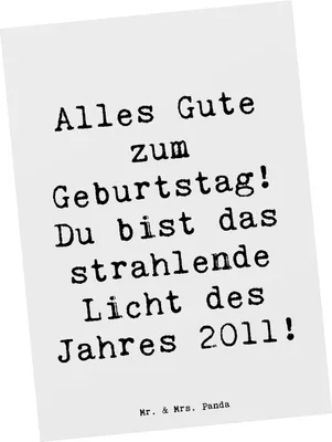 Produktbild von Mr. & Mrs. Panda Postkarte Spruch 2011 Geburtstag - Weiß - Geschenk, Postkarten, wertvoll und besonders, Glückwunsch, bildkarte, Geboren, Happy Birthday, Grußkarte