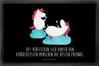 Produktbild von Mr. & Mrs. Panda fußmatte Einhorn Sekt 40 x 60 cm - Schwarz - Geschenk, Einhörner, Korken, Fußabstreifer, Party, Schmutzmatte, Spaß, Schmutzfangmatte, Unicorn, Gummimatte