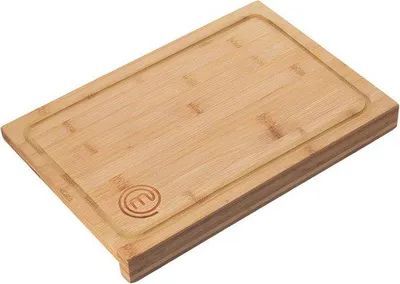 Image de Planche à découper avec rebord et rainure d'écoulement, grande, 38 x 26 cm, en bambou