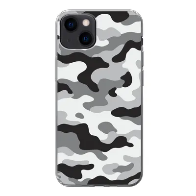 Produktbild von MuchoWow® Handyhülle Schutzhülle Hülle für iPhone 13 Schwarz-weißes Camouflage-Muster Silikon Softcase Handy Hülle - Karteninhaber