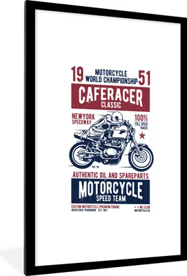 Produktbild von MuchoWow® MuchoWow® Gerahmtes Poster Mancave - Motorrad - Vintage - Rennen 60x90 cm - Poster mit zchwarzem Bilderrahmen - Dekoration - Wandposter Wohnzimmer - Hochwertig