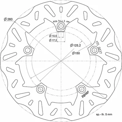 Productafbeelding van POLINI remschijf, diameter 260 mm, geschikt voor KYMCO PEOPLE 125/200