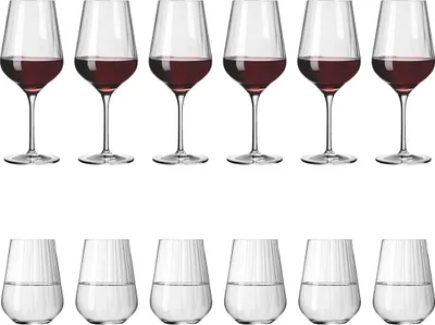 Obrázek produktu pro Ritzenhoff Sada sklenic na červené víno a vodu 12 ks, hvězdicový brus 001, křišťálové sklo, 570 ml, 6111009