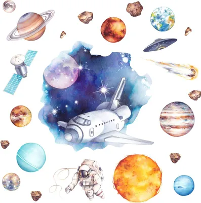Produktbild von 239 Wandtattoo Weltraum Planeten -  Größe 2000 x 1120 mm