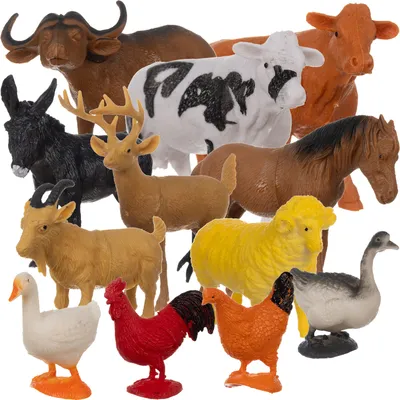 Immagine prodotto di Animali della fattoria Set di 12 figure di animali della fattoria Animali realistici dell'aia Mondo della fattoria Giocattolo educativo per bambini dai 3 anni in su 24854