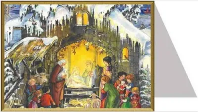 Productafbeelding van Kerstkaart met afbeelding van Maria en Jozef bij de kribbe, 17,6 x 12,5 cm