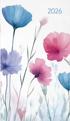 A watercolor illustration of flowers with the year 2026 displayed.