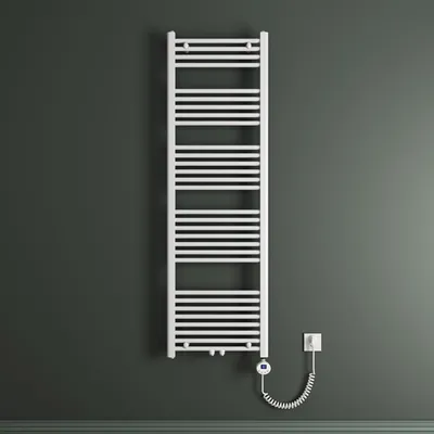 Produktbild von Mai & Mai Badheizkörper Elektrisch 60x160 cm Weiß, Handtuchwärmer für Strom, Seitenanschluss, Röhrenheizkörper Badheizung mit Heizstab 800W