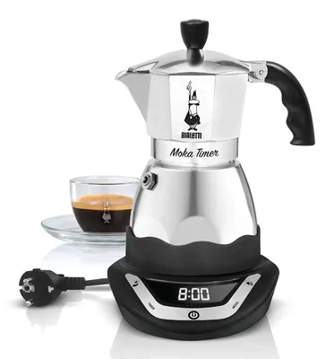 Zdjęcie produktu dla Bialetti EAsy Timer 6, Elektryczny dzbanek do moki, 0,3 l, Kawa mielona, Stal nierdzewna