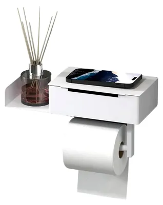 Produktbild von Toilettenpapierhalter ohne Bohren, Edelstahl Klopapierhalter mit Ablage für Feuchttücher, Klorollenhalter für das Badezimmer