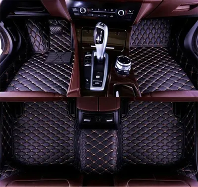 Image de Tapis de sol pour voiture, imperméables, antidérapants, couleur : noir et or