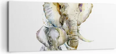 Produktbild von Bild auf Leinwand - Leinwandbild - Elefanten tier safari afrika - 120x50cm - Wand Bild - Wanddeko - Leinwanddruck - Bilder - Kunstdruck - Wanddekoration - Leinwand bilder - Wandkunst - AB120x50-2884