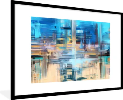 Produktbild von MuchoWow® Gerahmtes Poster Ölfarbe - Abstrakt - Malerei 90x60 cm - Poster mit Schwarzem Bilderrahmen Wandposter Rahmen Foto Bilder - Wanddekoration - Fotos
