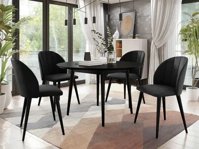 Obrázok produktu pre Okrúhly jedálenský stôl 120 cm so 4 stoličkami NOWEN 1 - čierny