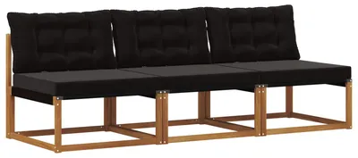 Produktbild von vidaXL 3 Stück Outdoor Mittelsofa Massives Akazienholz und Textilene