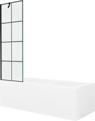 Produktbild von Mexen Cubik rechteckige Badewanne 160 x 70 cm mit Verkleidung und 1-flügliger Duschabtrennung 60 cm, Schwarzes Design - 55031607