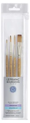 Produktbild von Lefranc Bourgeois 301253 Gouache Pinselset, 4 hochwertige Synthetikpinsel - Ein-