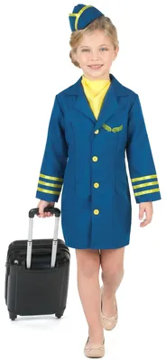 Produktbild von Blaues Stewardess Kostüm für Mädchen S 4-6 Jahre (110-120 cm)