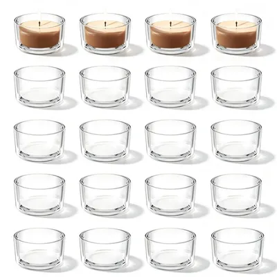 20 Teelichtgläser aus Glas, transparent, 4,5 cm Ø, für Hochzeit
