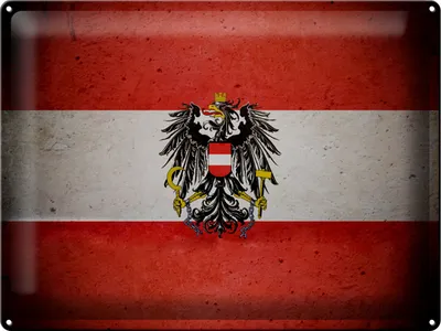 Produktbild von Blechschild Flagge Österreich, 40 x 30 cm, Blechschilder Fahne Nationalität