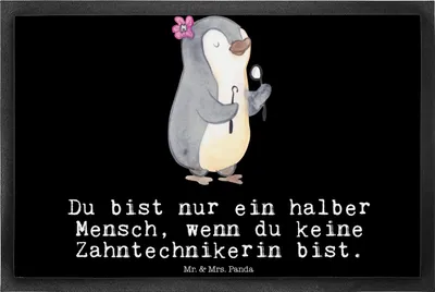 Produktbild von Mr. & Mrs. Panda Schmutzfangmatte Zahntechnikerin Herz 40 x 60 cm - Schwarz - Geschenk, Fussmatte, Fußabstreifer, Schmutzmatte, abstreifer, fußmatte