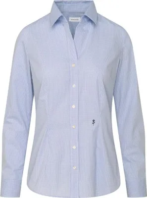 Produktbild von Seidensticker CITY-BLUSE Damen Langarm Slim Hellblau kariert 48