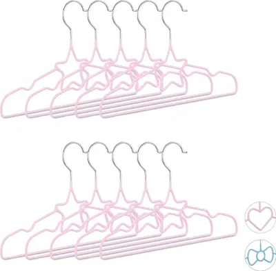 Produktbild von 40 x Kinderkleiderbügel Stern, Drahtbügel, Babybügel, dekorativ & platzsparend, Kinderbügel Metall, 30 cm, hellrosa