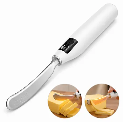 Produktbild von Beheiztes Buttermesser elektrisch, kabelloser Butterstreicher mit Digitalanzeige, schnelles Erwärmen für harte Butter, Marmelade, Käse und Brot in der Küche
