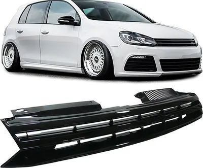 Produktbild von Kühlergrill ohne Emblem Schwarz Glanz passend für VW Golf 6 08-12