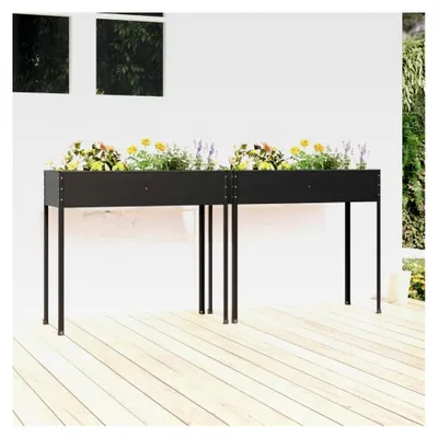 Produktbild von Pflanzkübel 2 Stück Anthrazit Verzinkter Stahl, Blumentopf Großes Pflanzbeet für Balkon Terrasse Garten Innen Außenbereich