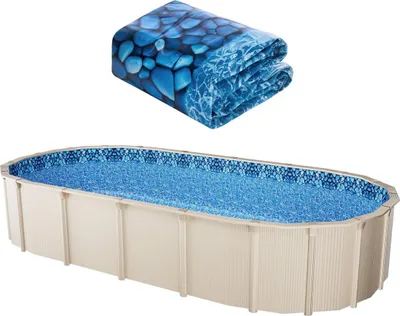 Immagine prodotto di Rivestimento per piscina ovale 12x24 piedi Rivestimento per piscina con bordo sovrapposto Altezza parete 54 pollici