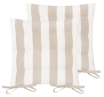 Image de Coussin de siège rayé en coton Yard Hayle – Naturel – 40 x 40 cm
