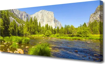 Produktbild von Tulup Leinwand-Bilder 125x50 Wandbild Canvas Kunstdruck See Gebirge Wald Natur