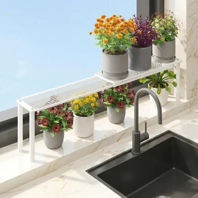Image de Organisateur de rangement pour étagère de cuisine, coulissant, blanc, 35-66 cm