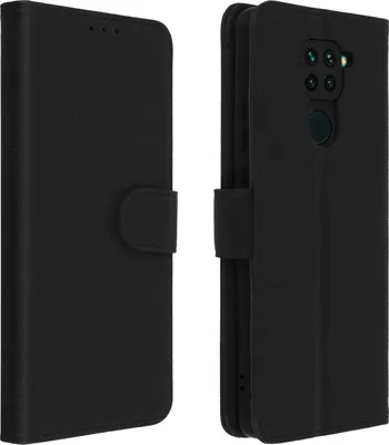 Produktbild von Avizar, Flip Cover Geldbörse, Klappetui Kunstleder für Xiaomi Redmi Note 9, Schwarz