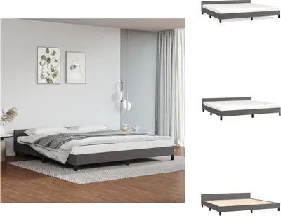 Produktbild von vidaXL Bettgestell mit Kopfteil Grau 200x200 cm Kunstleder -  Betten & Bettgestelle
