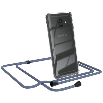 Produktbild von EAZY CASE Handykette kompatibel mit Samsung Galaxy A6 2018, Handyhülle mit Umhängeband, Handykordel, Schutzhülle Clear, Band in Grün