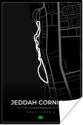 Produktbild von MuchoWow® Poster Rennstrecke - Sport - Saudi-Arabien - Formel 1 - Jeddah Corniche Circuit - Schwarz 120x180 cm - Kunstposter