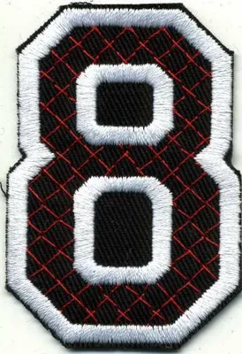 Produktbild von Aufnäher Patches - Zahl 8 - Gr. ca. 6cm x 4cm - 21766 schwarz-weiß