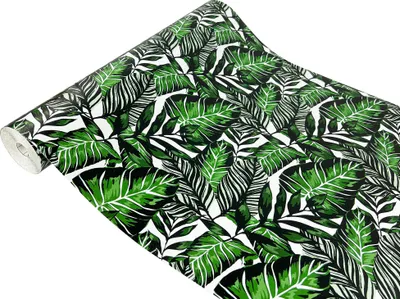 Produktbild von Klebefolie Möbel 67x100 cm - Dekorative Blätter - Möbelfolie selbstklebend im Deko-Stil - Folie für Möbel zur einfachen Renovierung von Türen, Tischen und Regalen - Klebefolie dekorativ und abwaschbar