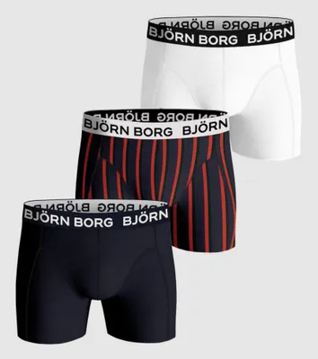 Productafbeelding van Björn Borg - Heren - Boxershorts van katoen-elastaan, 3-pack - Meerkleurig (groen/marineblauw/rood/wit) - Maat S