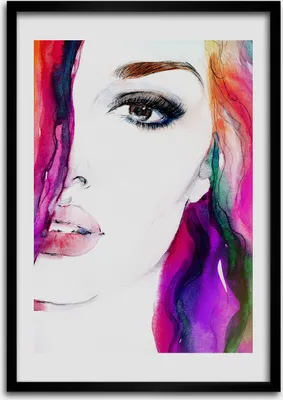 Produktbild von Bild - Bilderrahmen - 50 cm x 70 cm - MDF - Rahmen - Wandkunst Abstraktion einer Frau