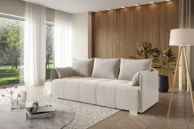 Produktbild von Wohnero24 NESSA Sofa mit Schlaffunktion 191x142 cm – Schlafsofa Creme 3-Sitzer mit Bettkasten