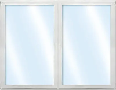 Produktbild von ARON Basic+ Kunststofffenster 2 Flügelig (Dreh-Kipp/Dreh-Kipp) mit festem Pfosten 125x55 cm RAL 9016 verkehrsweiß (Förde