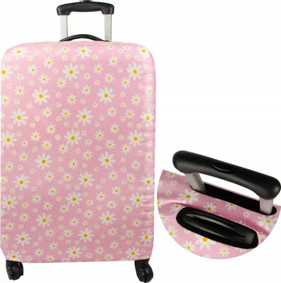 Produktbild von Sillar Kofferschutzhülle Größe M Rosa Mit Blumenmotiv – Schutzbezug für Reisekoffer 57–62 cm