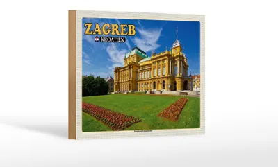 Produktbild von Holzschild Reise 18x12 cm Zagreb Kroatien Nationaltheater