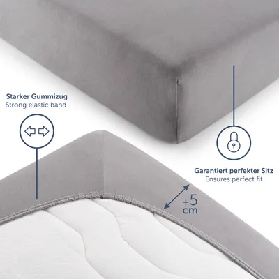 Produktbild von Blumtal Premium Spannbettlaken 100x200cm 2er Set Jersey -  es Bettlaken für Matratzen bis 25 - Dunkelgrau