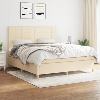 Produktbild von Cloris Designermöbel Boxspringbett mit Matratze Creme 160x200 cm Stoff 2024 Neu